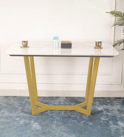 Dining table, Four seater dining table, Stainless steel, Artificial marble, Composite marble